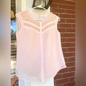Candie’s Cotton Candy Pink Capped Sleeves Lace Sheer Top, Sz XS